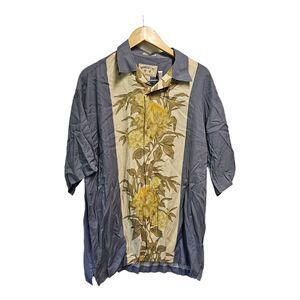 Bamboo Cay Blue Camp Shirt Lounge Hawaiian LARGE‎